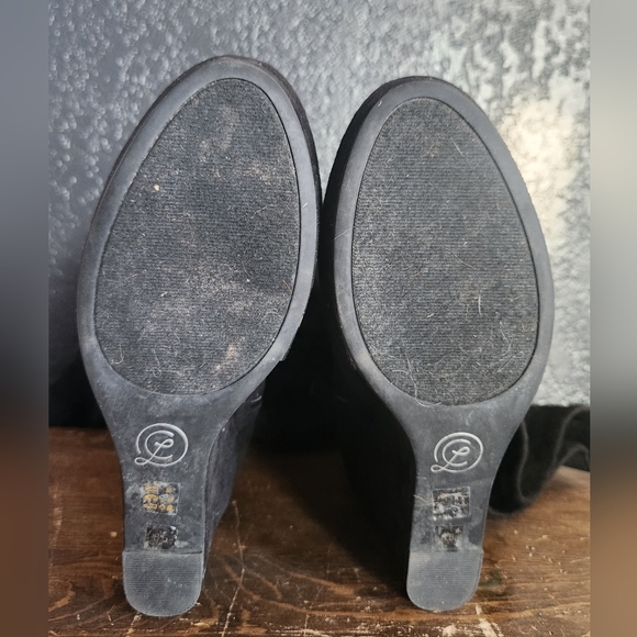 Chinese Laundry Black Faux Suede Over the Knee Slouch Wedge Heel Boot - size 8.5 - Picture 11 of 16